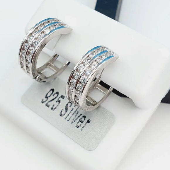 "925 Sterling Silver Cubic Zirconia Earrings, UU1P6A6126 - Picture 9 of 10